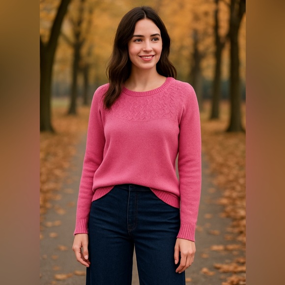 Talbots Women’s Pink Sweater Crew Neck Cotton Cashmere Blend Size M - Picture 1 of 8